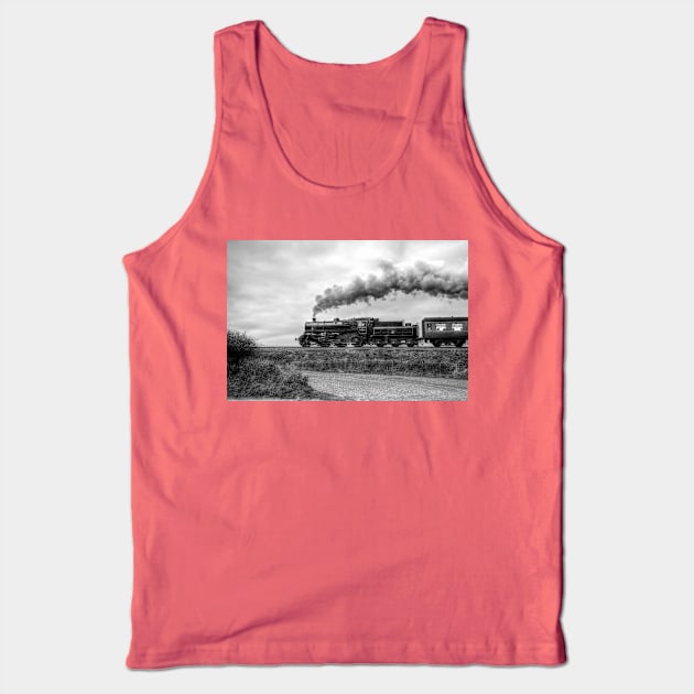 Black Prince Steam Train North Norfolk Railway Black And White Tank Top by tommysphotos